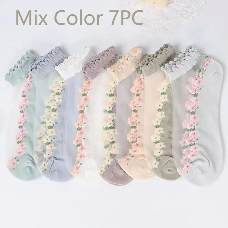 Thin Spun Glass Mesh Breathable Ankle Socks
