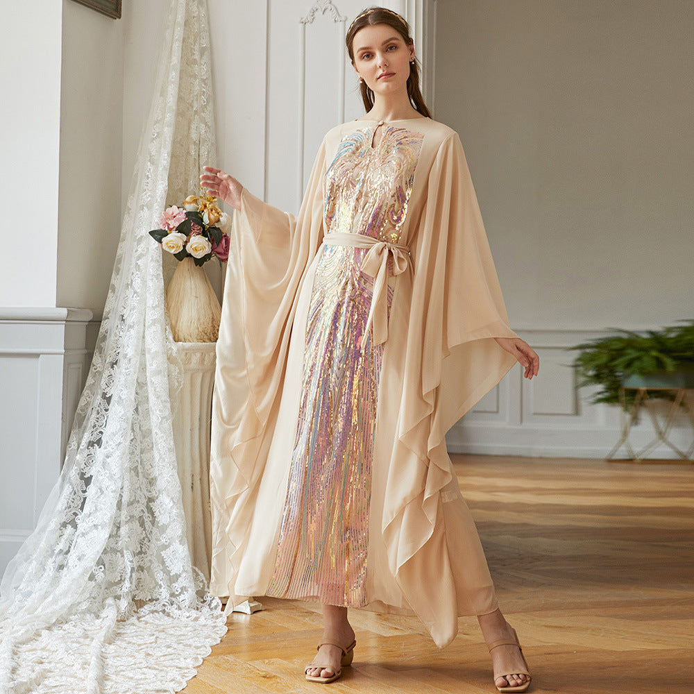 Colorful Butterfly Sleeve Dress