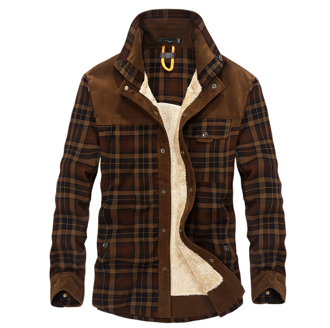 "Polar Expedition: Men's Thicken Warm Fleece Cotton Plaid Jacket"