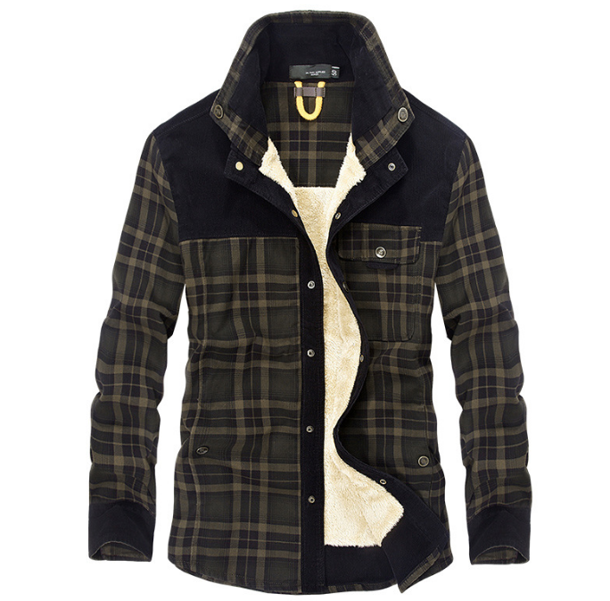 "Polar Expedition: Men's Thicken Warm Fleece Cotton Plaid Jacket"