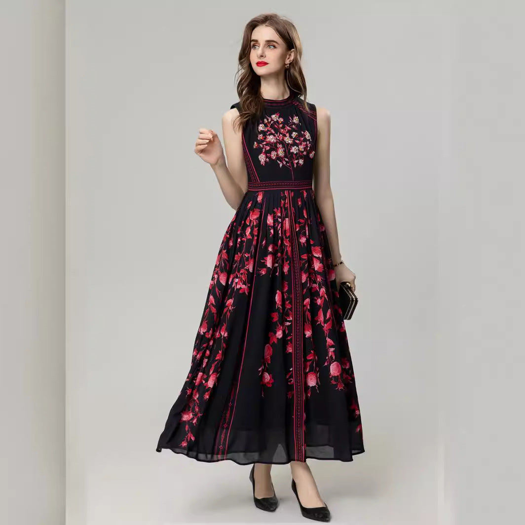Beaded "Flower Sleeveless Dress