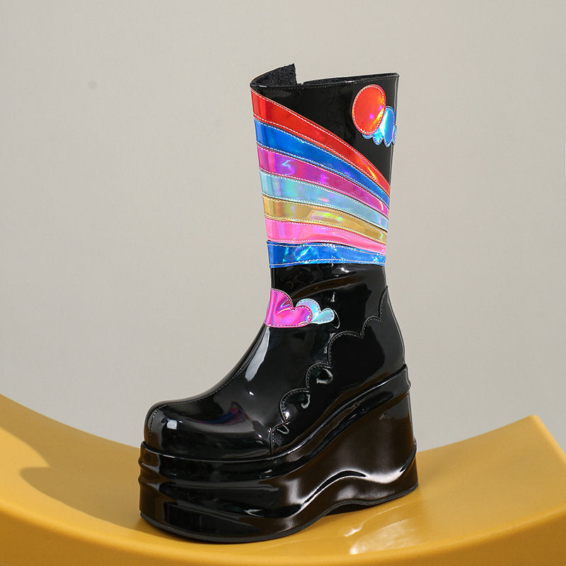 Fashion Platform Knee-high Punk Side Zipper Boots