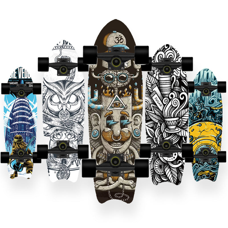 Single Warped Brush Street Board Fishtail Skateboard Maple Scooter Board Surfboard