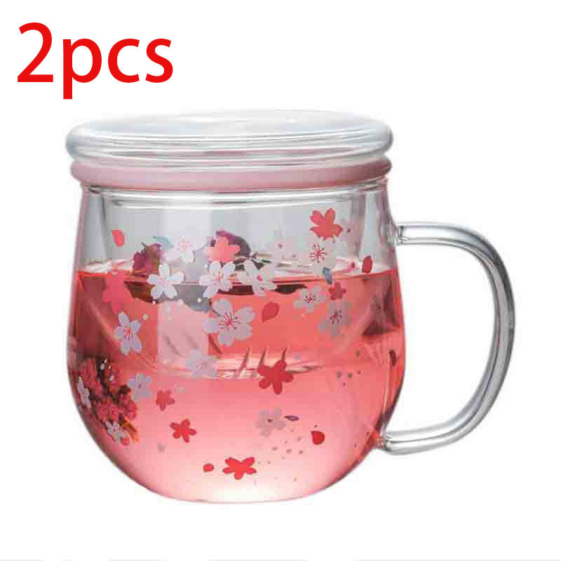 Cherry Blossom Cup Three-Piece High Borosilicate Glass Flower Tea Cup