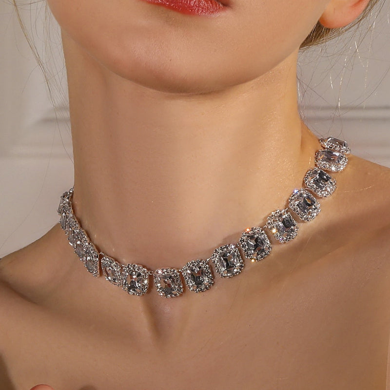 Colorful Crystal Fashion Square Stone Necklace
