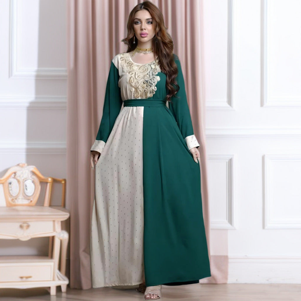 Embroidery Applique Arabic Tunic Robe Dress