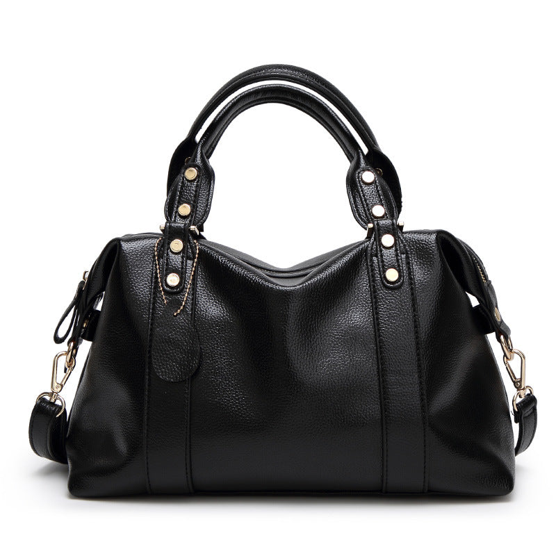 Fashion Boston Shoulder Bag Retro Rivet Design