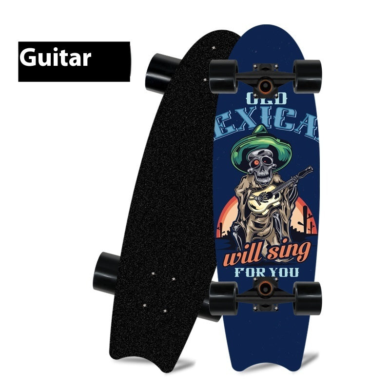 Single Warped Brush Street Board Fishtail Skateboard Maple Scooter Board Surfboard