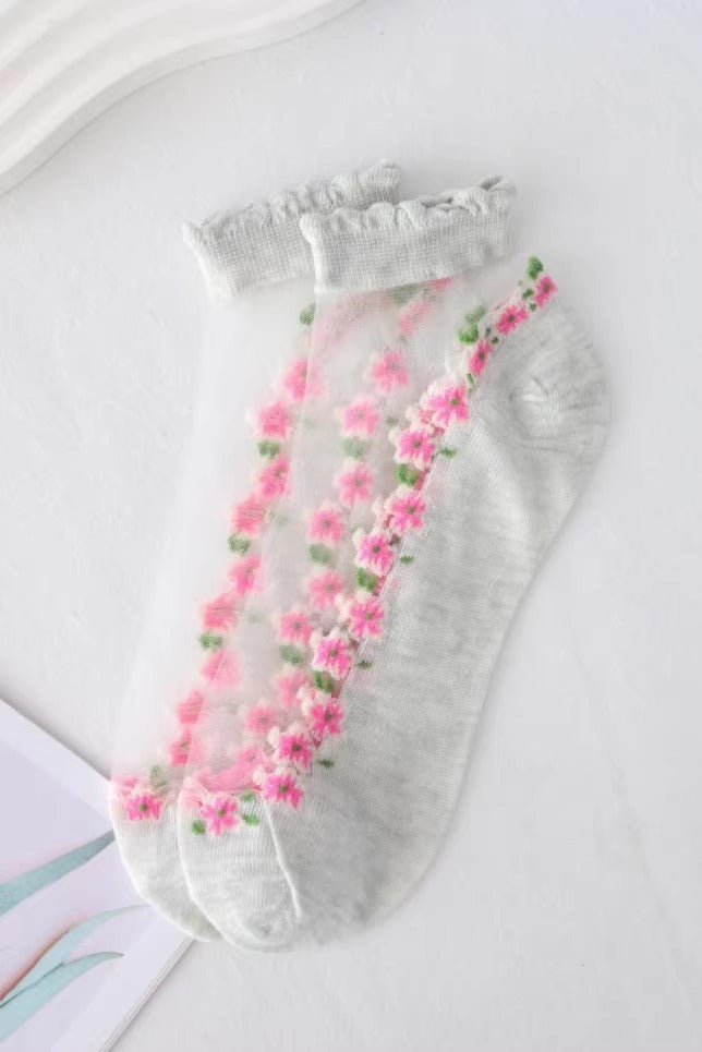 Thin Spun Glass Mesh Breathable Ankle Socks