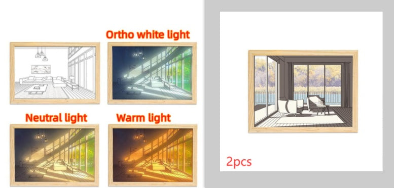 LED Decorative Light: Modern Bedside Picture with Simulated Sunshine.