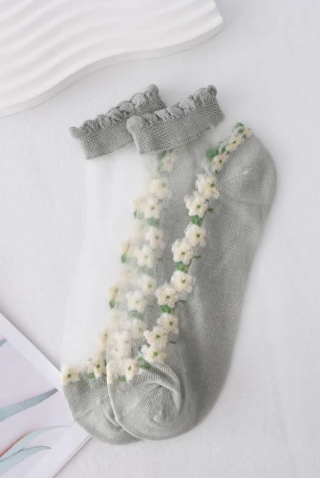 Thin Spun Glass Mesh Breathable Ankle Socks