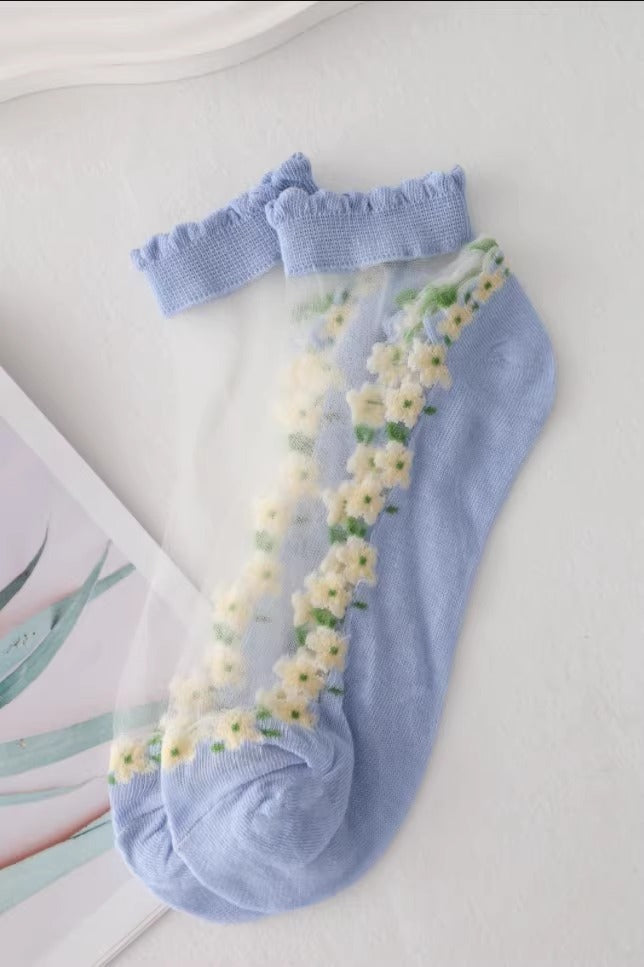 Thin Spun Glass Mesh Breathable Ankle Socks