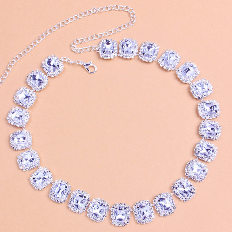 Colorful Crystal Fashion Square Stone Necklace