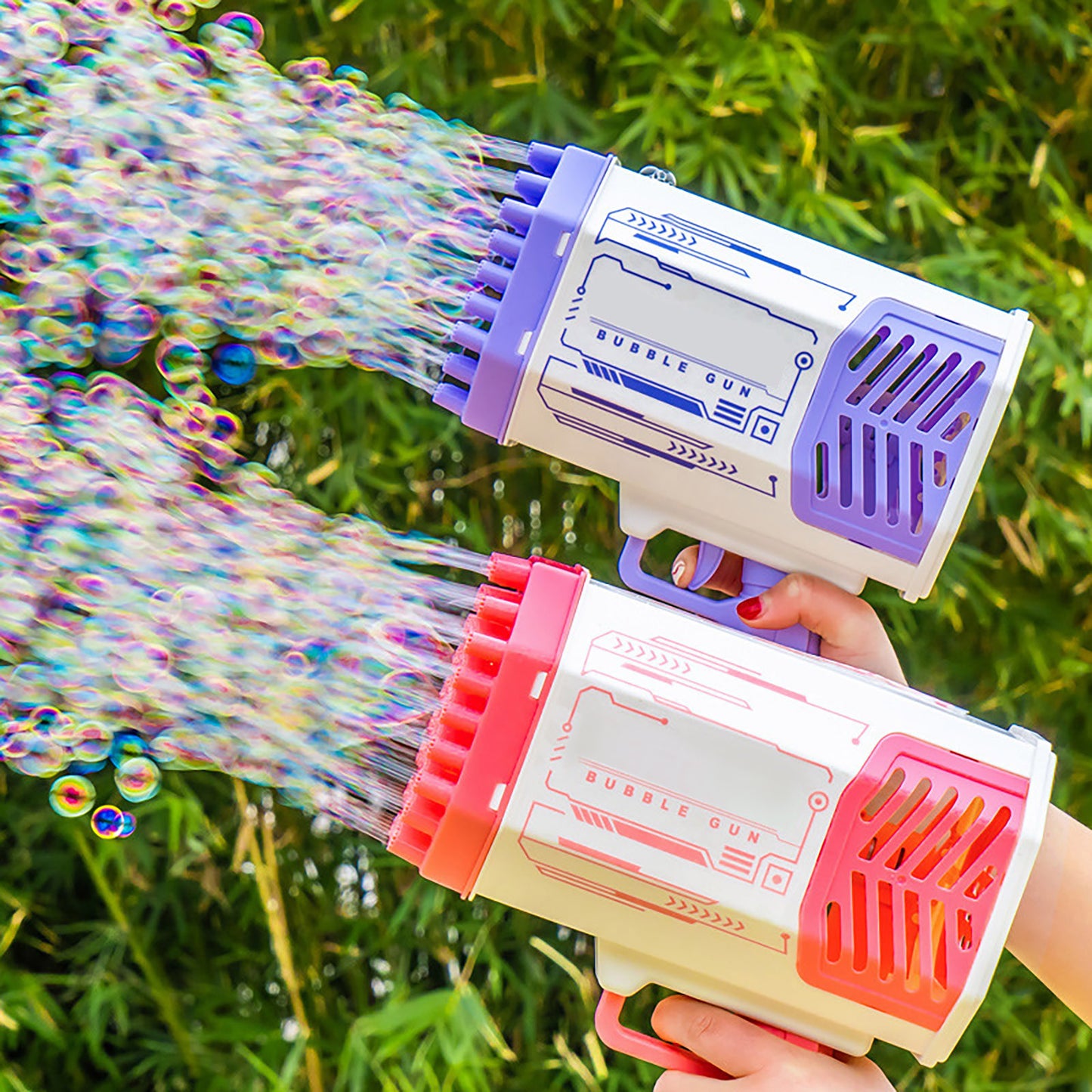 Bubble Gun Rocket Holes Soap Bubbles Machine Gun Automatic Blower With Light Toys For Kids