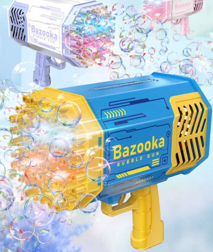 Bubble Gun Rocket Holes Soap Bubbles Machine Gun Automatic Blower With Light Toys For Kids