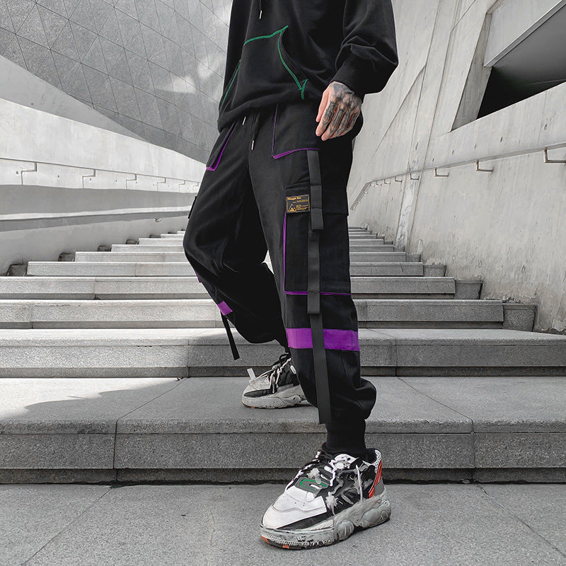 New Contrast Color Streamer Casual Pants Men