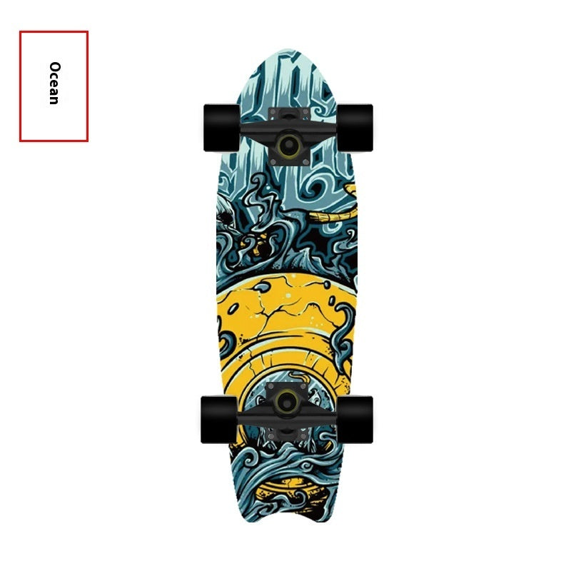 Single Warped Brush Street Board Fishtail Skateboard Maple Scooter Board Surfboard