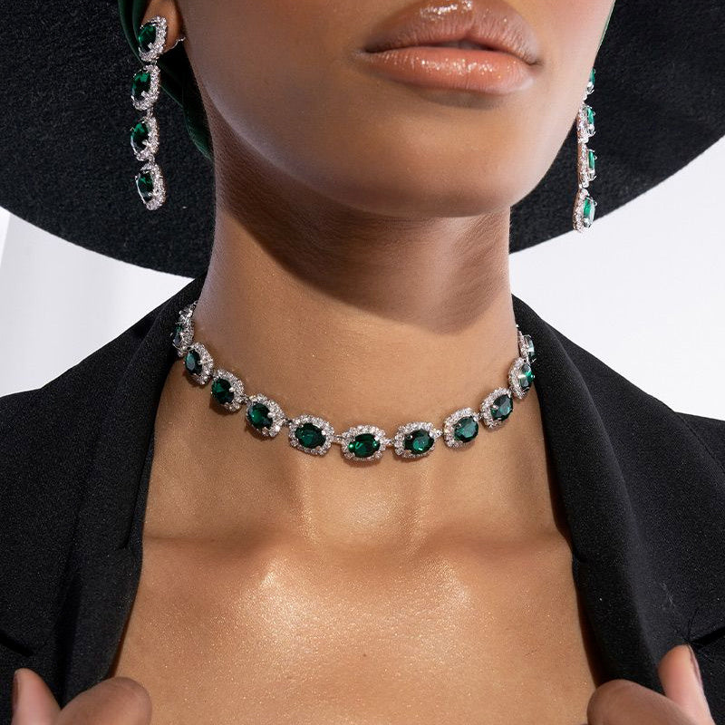 Colorful Crystal Fashion Square Stone Necklace