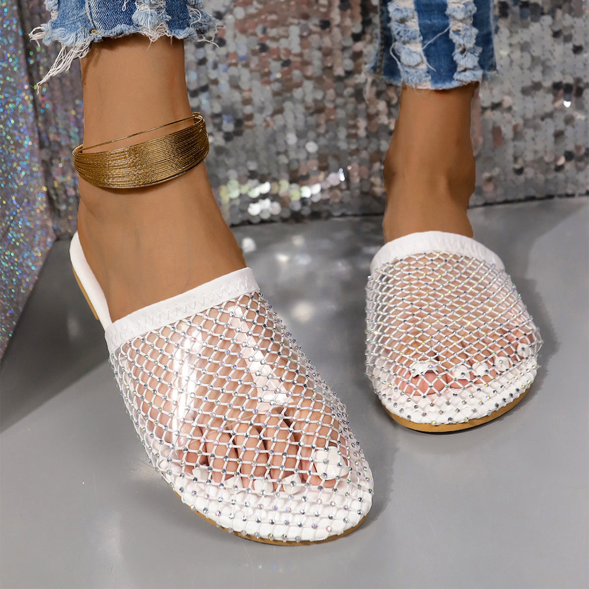 Hollow-toe Transparent Sandals With Rhinestones Summer Fashion sandal