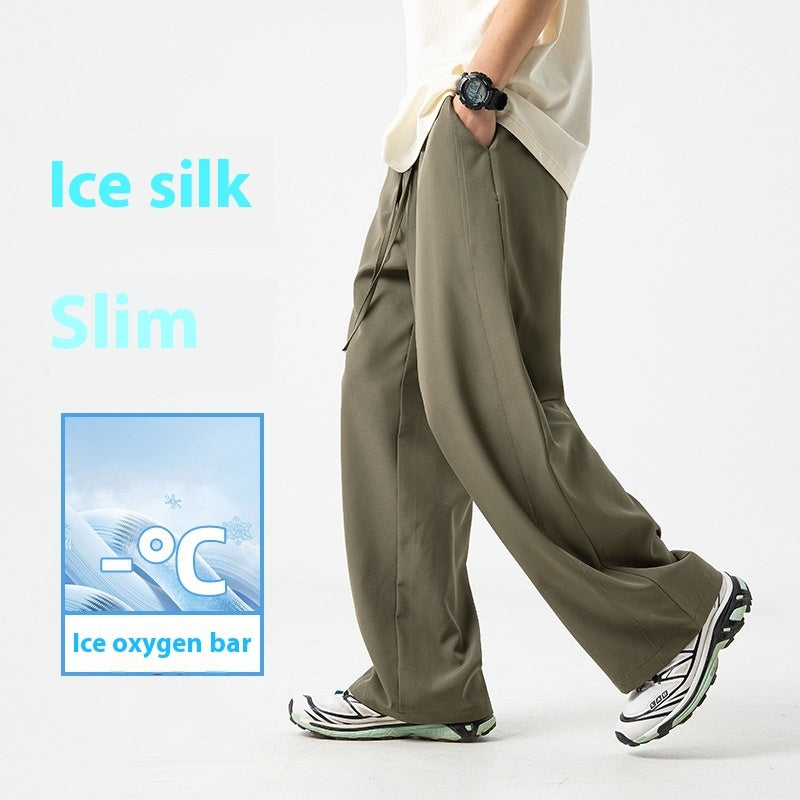 Cool Feeling Ice Silk Casual Pants Men's Summer Thin