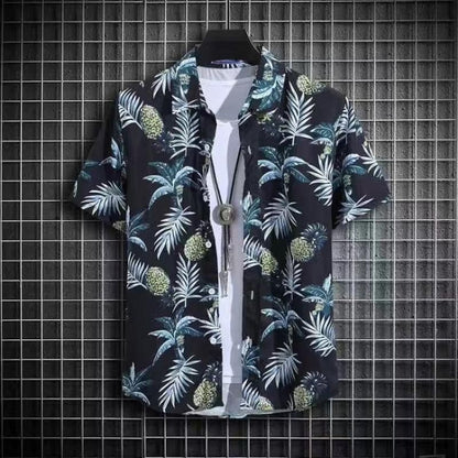 Men's Hawaiian Style Beach Pants Loose Quick-dry Casual Short Sleeve Printed Shirt Suit