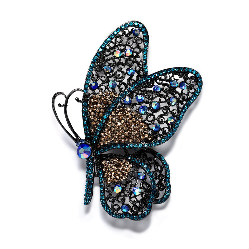 Rhinestone Butterfly Brooch Female Graceful And Fashionable Coat Pin