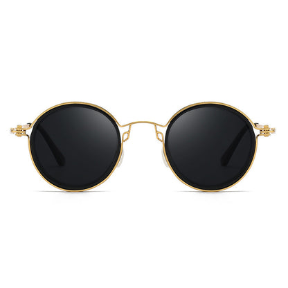 Sunscreen Retro Style Round Frame Metal Sunglasses