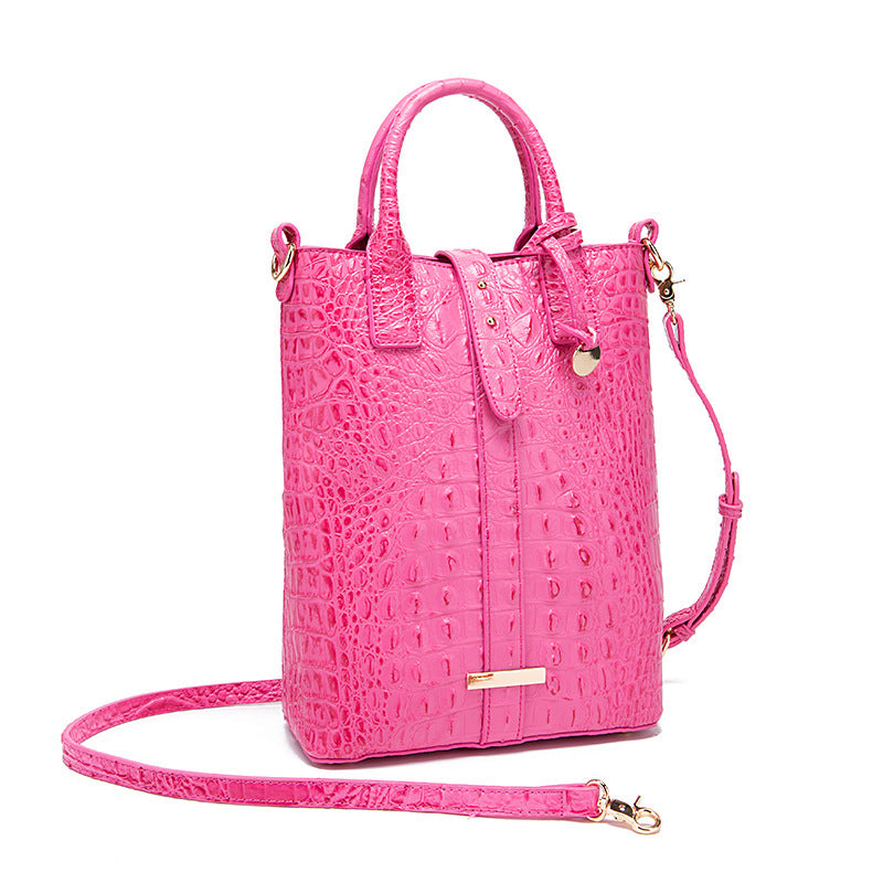 D. U. S Retro Multi-color Concave-convex Crocodile Pattern Shoulder Bag