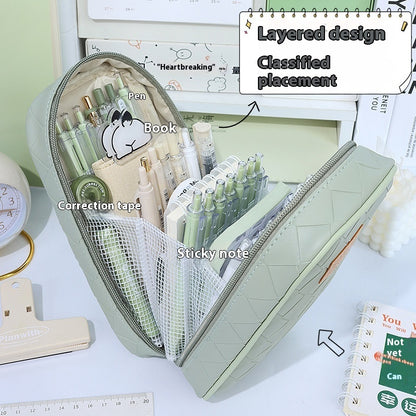 Large Capacity Woven Diamond Plaid Pencil Case