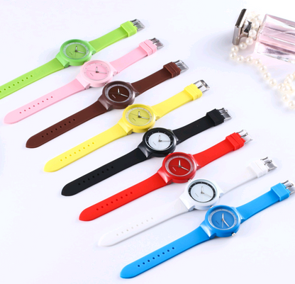 Silicone strap watch fashion candy color student men and women couple quartz watch