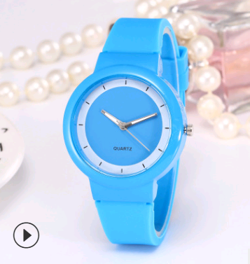 Silicone strap watch fashion candy color student men and women couple quartz watch