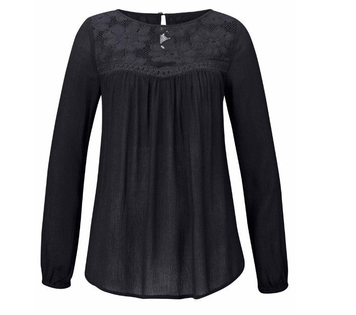 Lace Patchwork Shirt Women Casual Long sleeve Tops