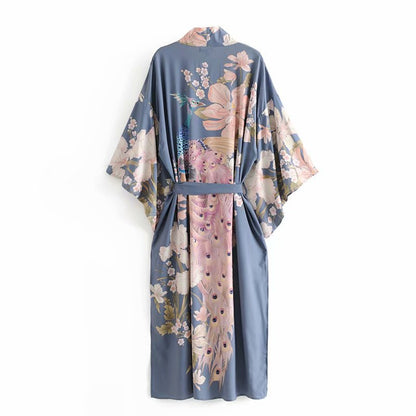 Peacock flower print gown