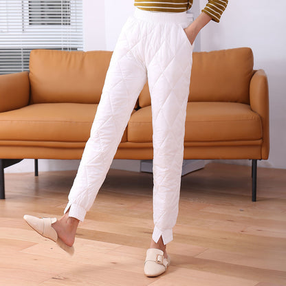 Down cotton trousers for women