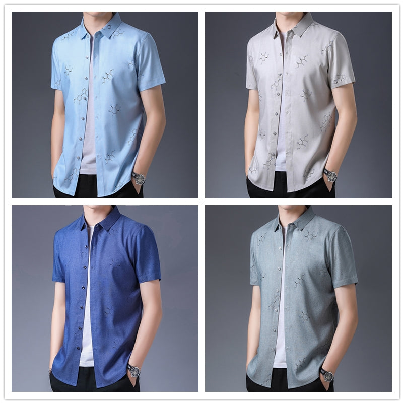 Men's thin printed short-sleeved shirt