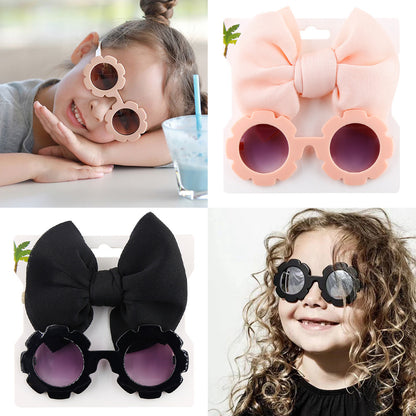 Children's Sunshade Sunglasses Bow Hair Band Two-piece Set