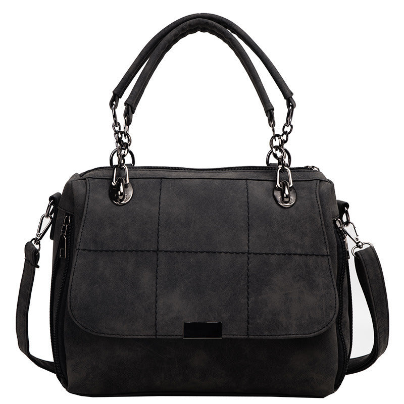 Matte Green PU Leather Shoulder Bag – Large Capacity for Travel