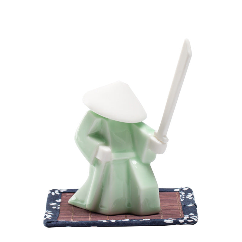 hCreative Ceramic Samurai Knight Desktop Ornaments Household Incense Burner Tray