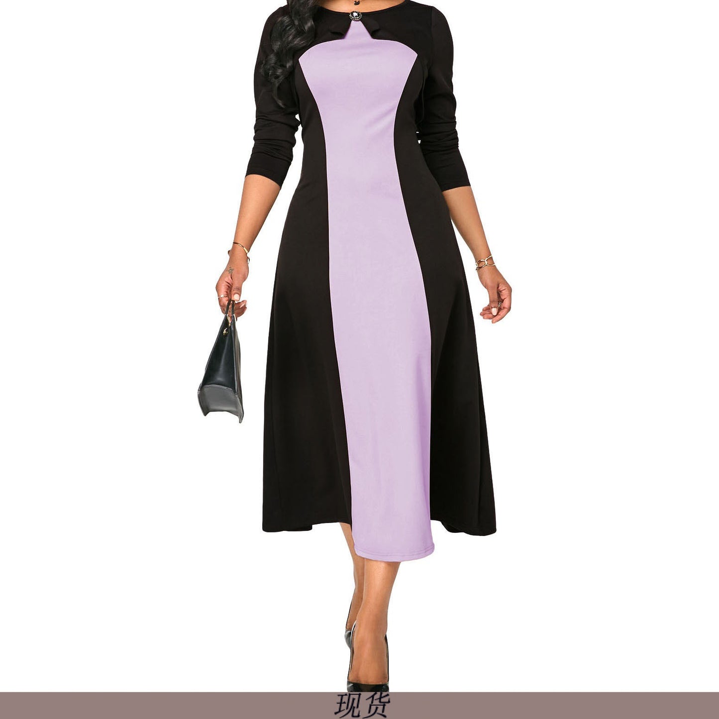 "Seasonal Harmony Long-Sleeved Soirée Dress"