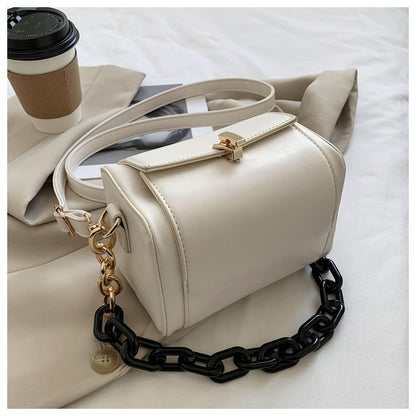 Luxury Chain Women Handbag Solid color Square Tote bag High quality PU Leather Women's Designer Handbag Vintage Shoulder Bag