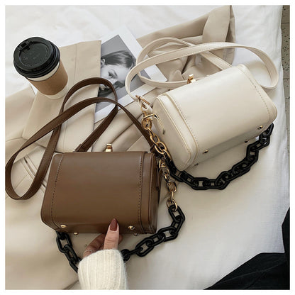 Luxury Chain Women Handbag Solid color Square Tote bag High quality PU Leather Women's Designer Handbag Vintage Shoulder Bag