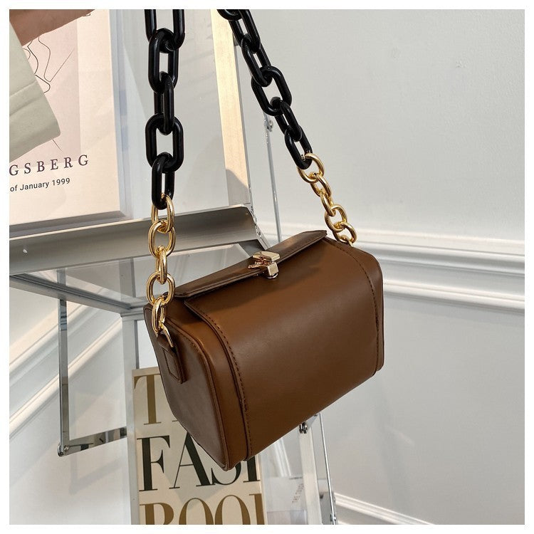 Luxury Chain Women Handbag Solid color Square Tote bag High quality PU Leather Women's Designer Handbag Vintage Shoulder Bag