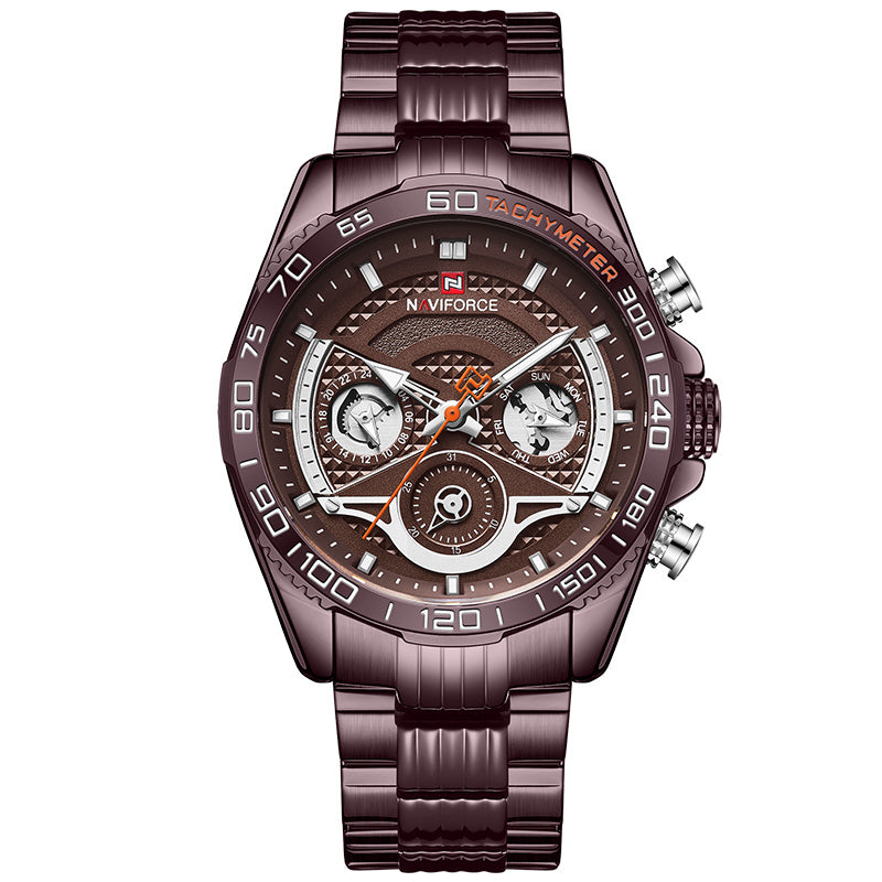 Lingxiang 9185 Men'S Watch Six-Pin Steel Band Watch Men'S Watch Calendar Watch Sports Watch