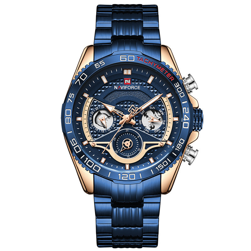 Lingxiang 9185 Men'S Watch Six-Pin Steel Band Watch Men'S Watch Calendar Watch Sports Watch