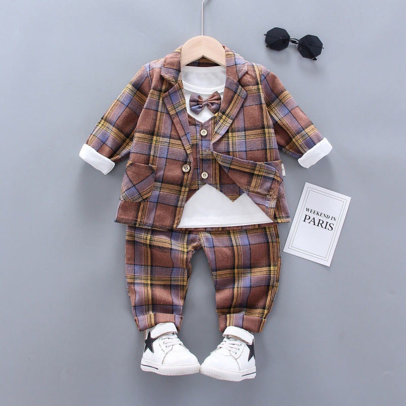 Spring And Autumn Long-Sleeved Jacket Han Chao Three-Piece Suit 0-4 Years Old Handsome 3 Boys Small Suit