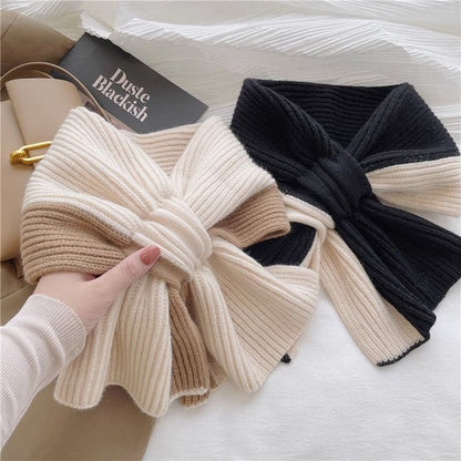 Sweet Color-blocked Knitted Scarf For Women Autumn And Winter Warm Versatile Fashion Scarf For Girls