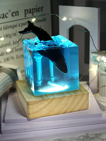 Ocean Whale Usb Couple Small Night Lamp Resin Decorations