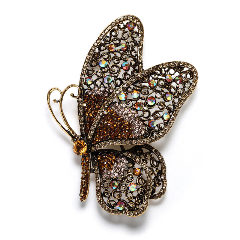 Rhinestone Butterfly Brooch Female Graceful And Fashionable Coat Pin