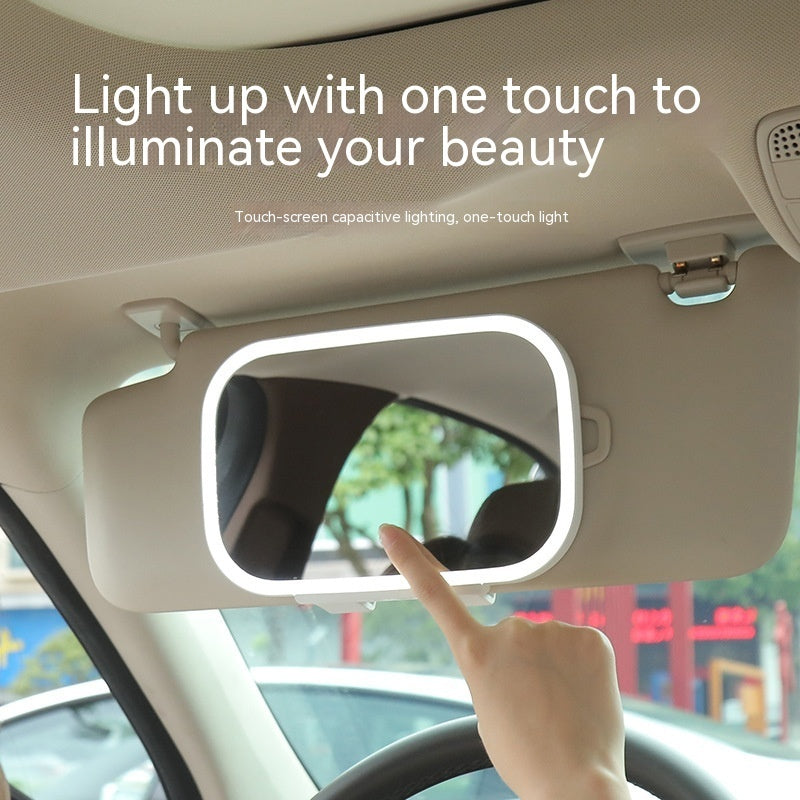Car Portable Makeup LED Light Sun Visor Rearview Mirror