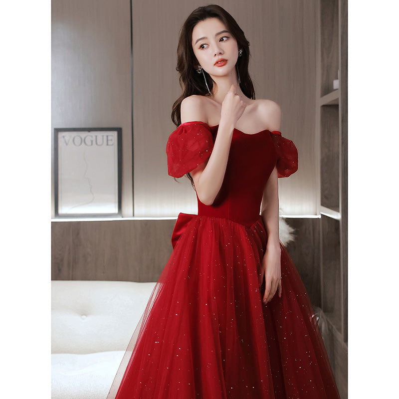 Red Engagement Wedding Dress Party Dress